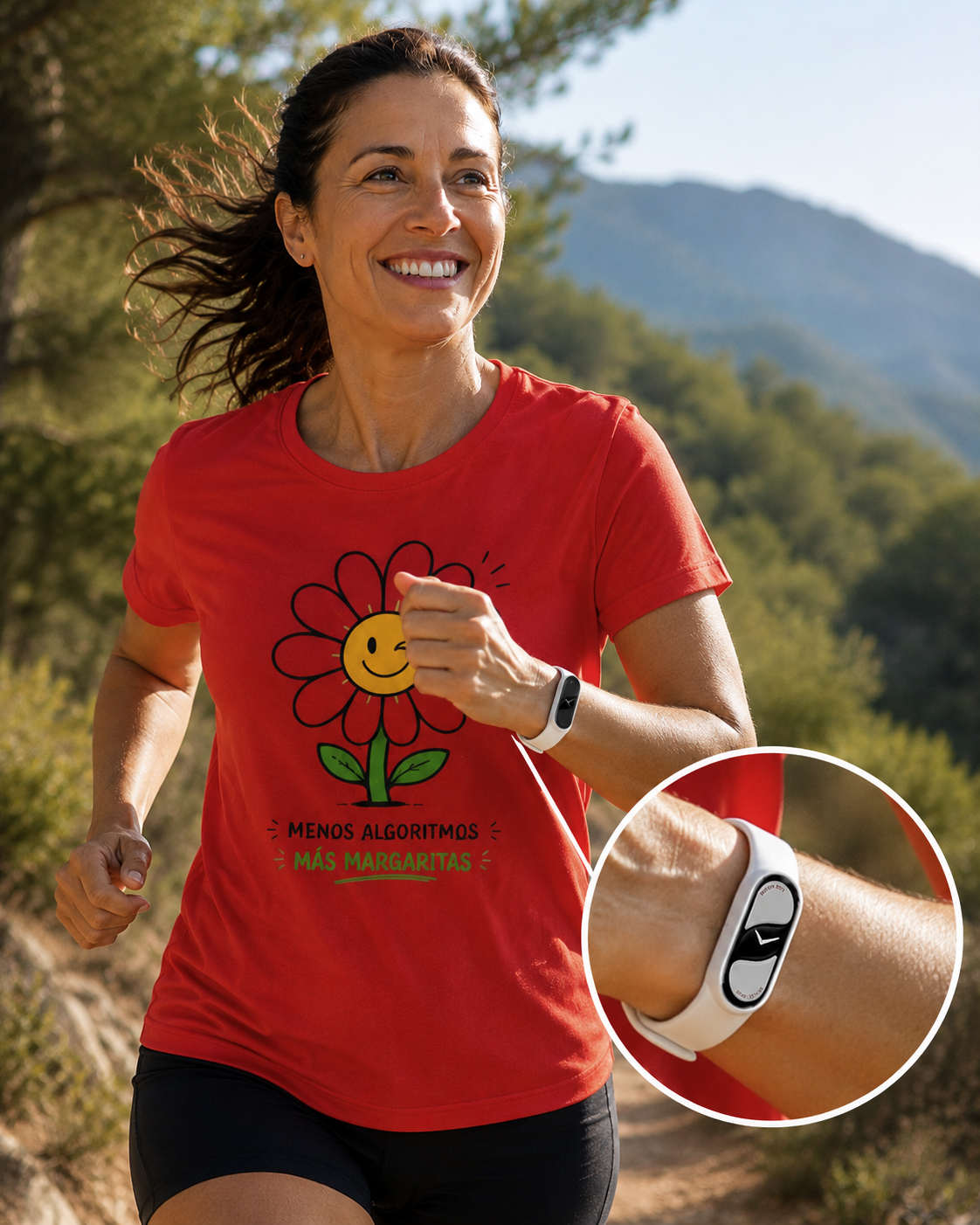 Chica corriendo con reloj deportivo Xiaomi