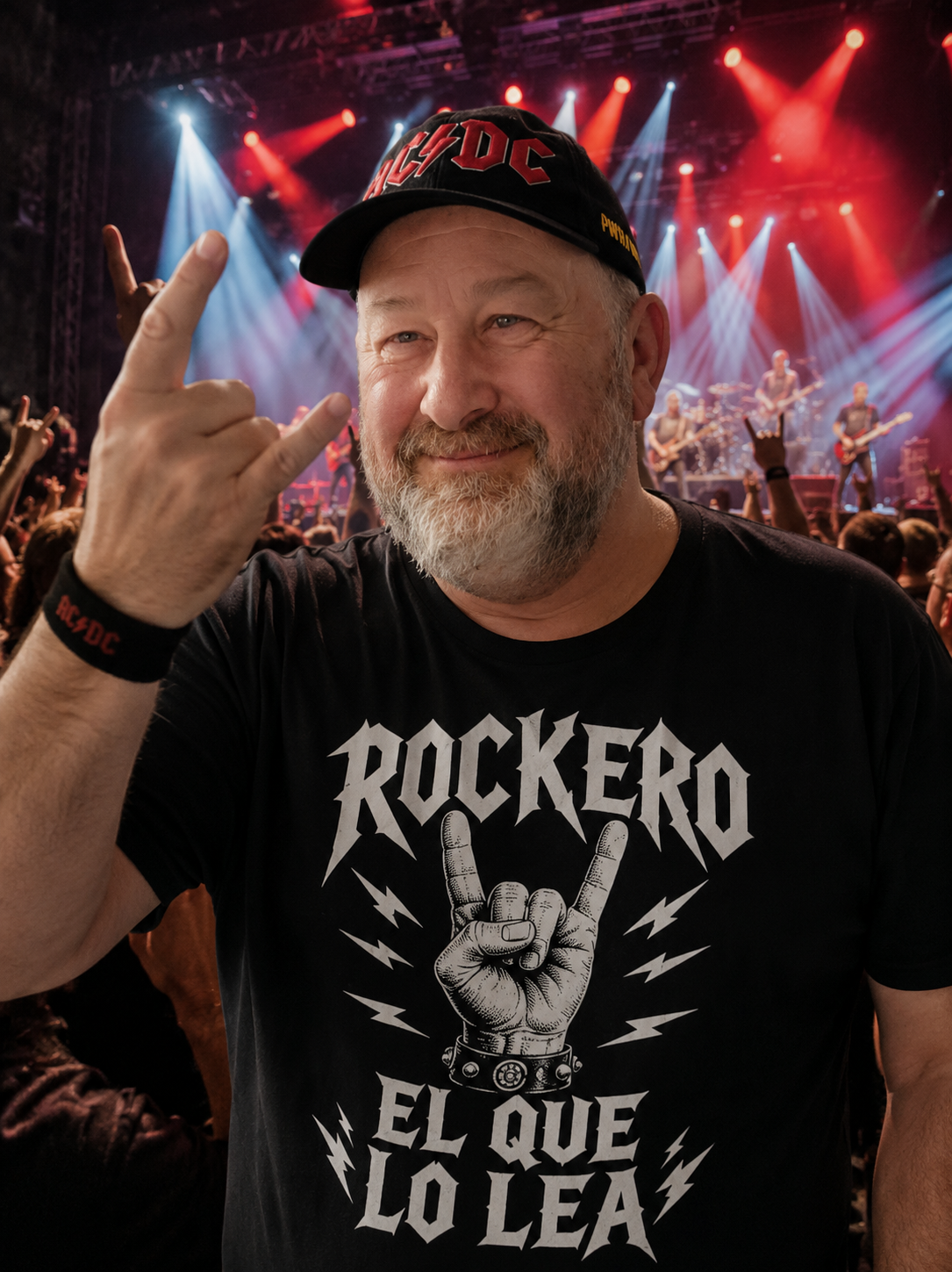  Un viejo rockero con la camiseta de rockero el que lo lea